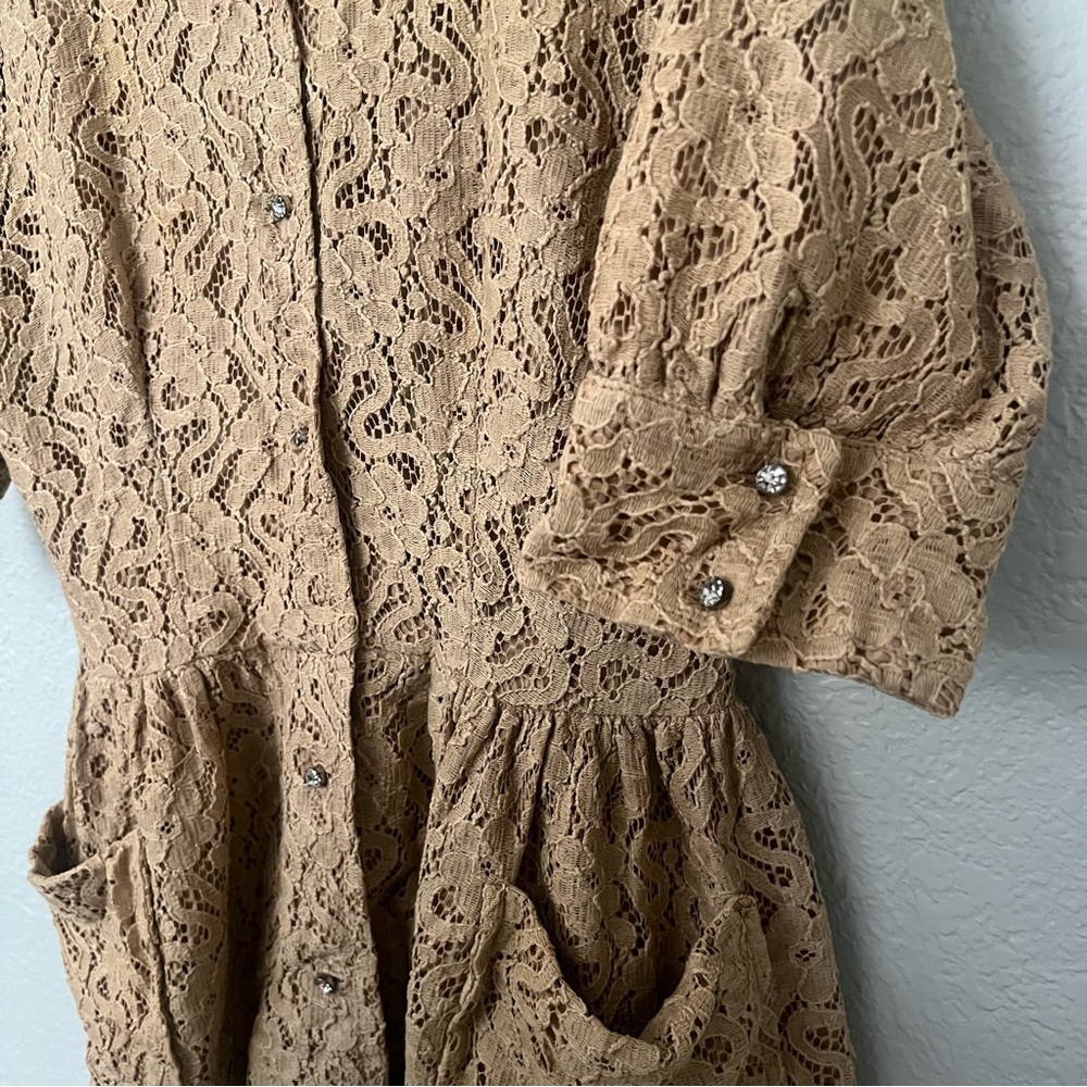 Vintage Lace Jacket Top with Rhinestone Button Details - Picture 4 of 11